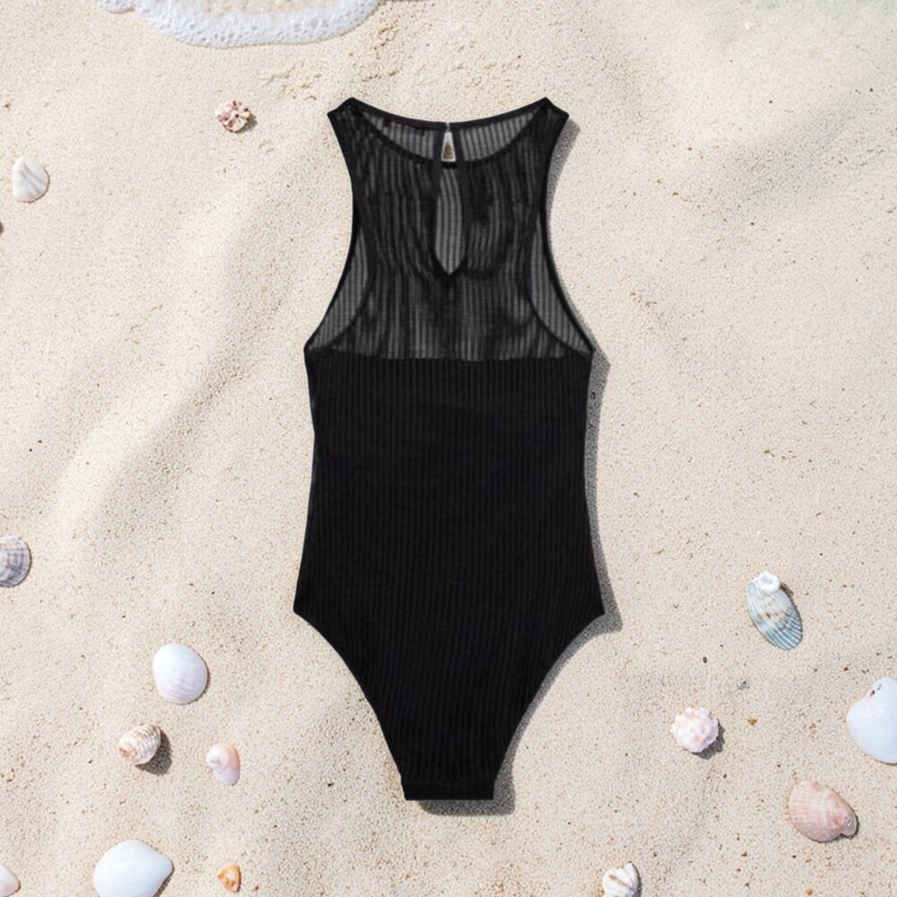 Zara Black Mesh Swimsuit - Size S - Bandeau Interior - Removable Cups